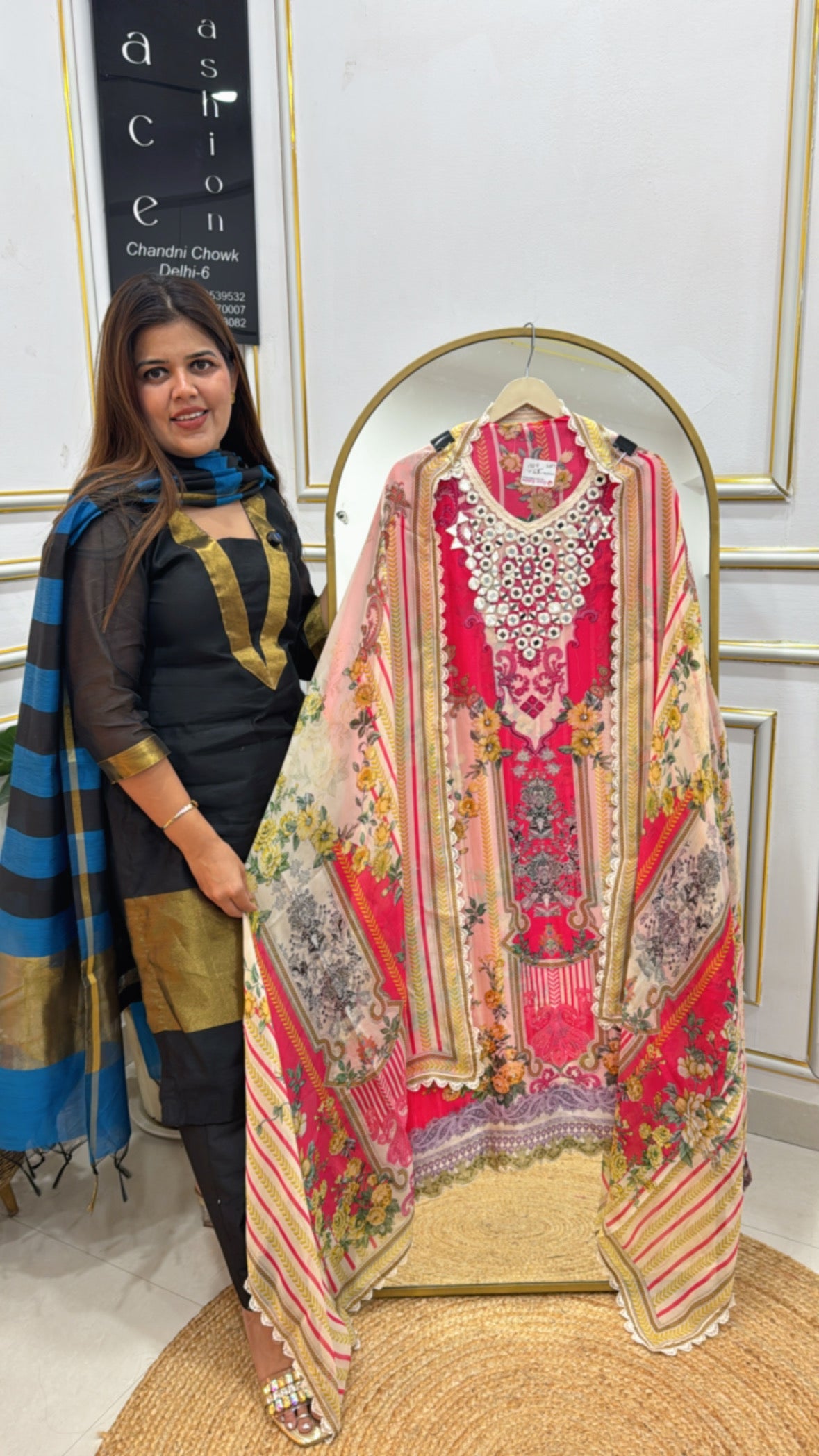 Rakhi Special – Soft Silk Suit Material with Zardozi Neck & Weaved Dupatta GF 360